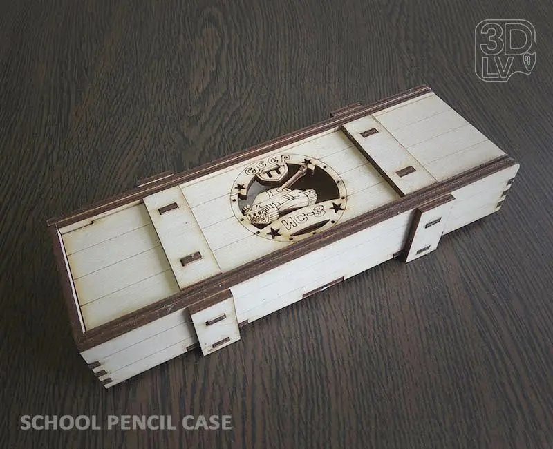 Пенал для школьника в виде ящика с танком ИС 3 дерево фанера|Образовательное