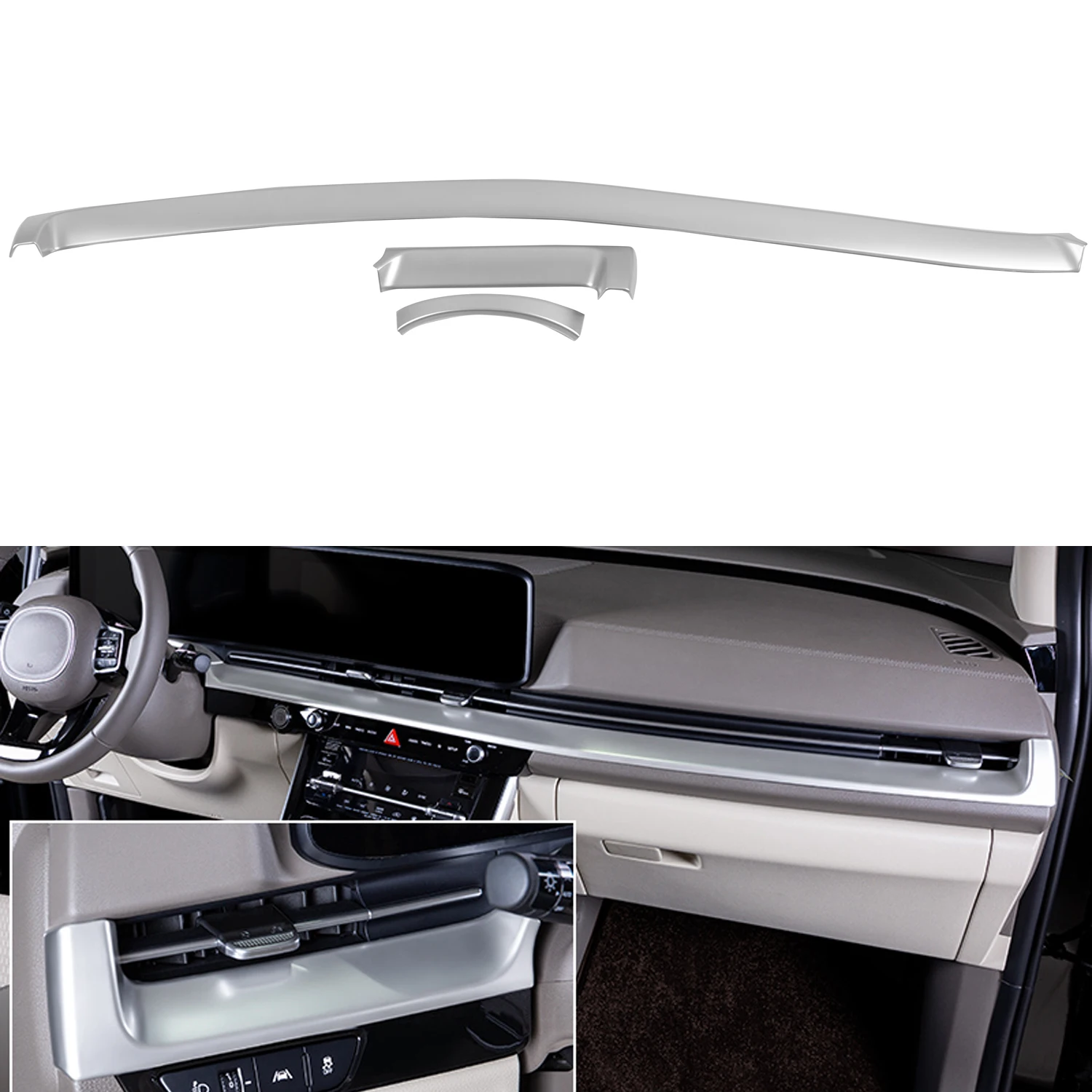 

Fit For Kia Carnival 2021 2022 Car Accessories ABS Plastic Center Control Dashboard Cover Trim 3pcs