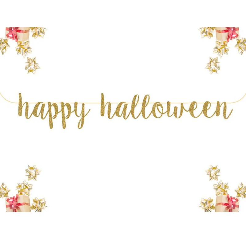 Яркий Золотой Серебряный Блестящий баннер на Хэллоуин для счастливых праздников