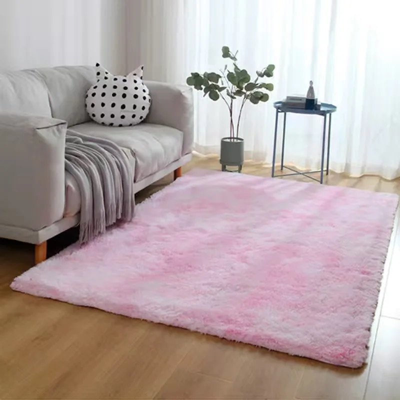 

Large Modern Living Room Carpet Pink Silky Fluffy Girl Bedroom Bedside Cushion Home Decor Furry Soft Carpet