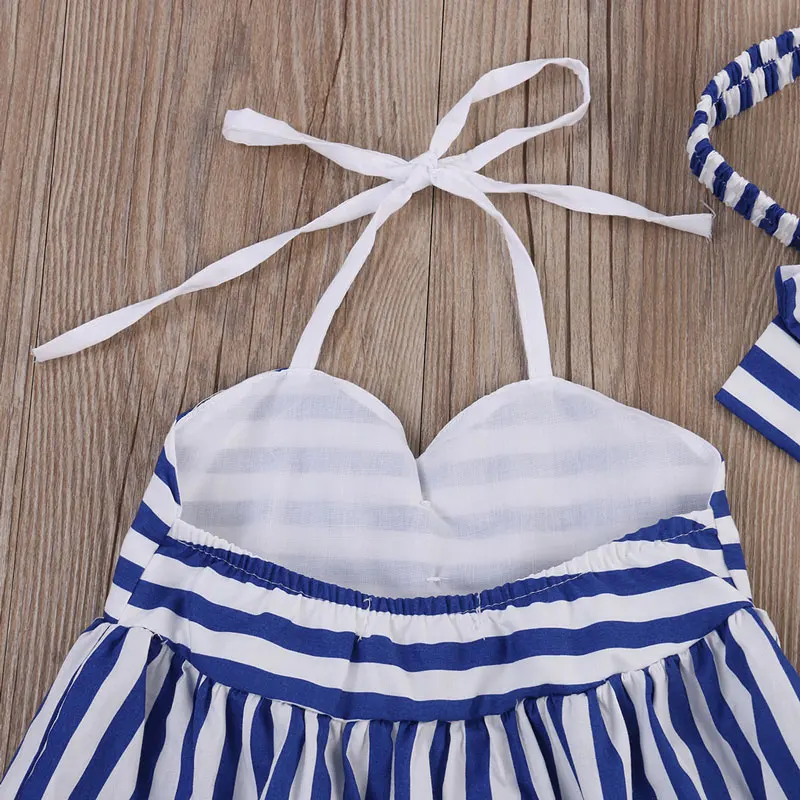 Платье для маленьких девочек вечерние платья принцессы в синюю полоску с