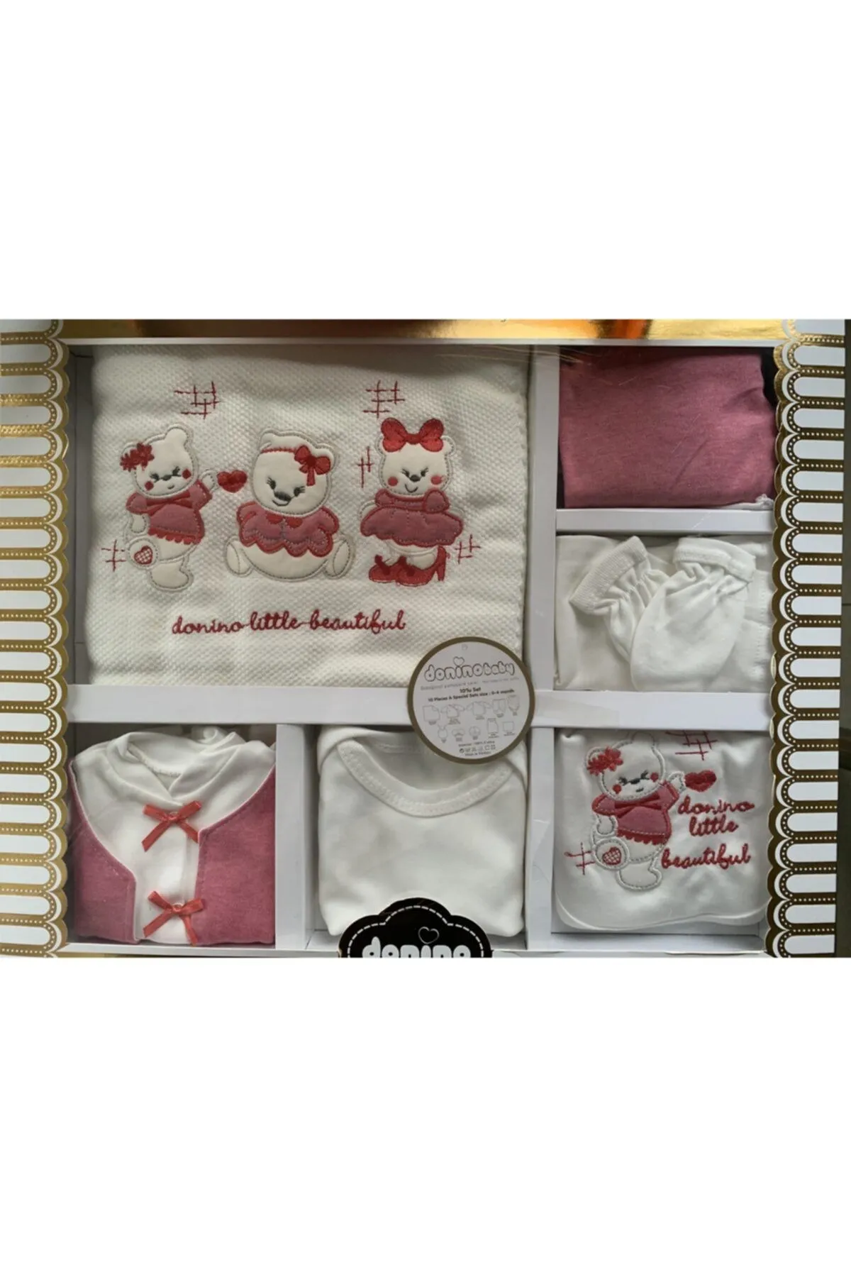 

Jaju Baby, 10 штук, Милые мишки тедди с вышивкой бордового цвета
