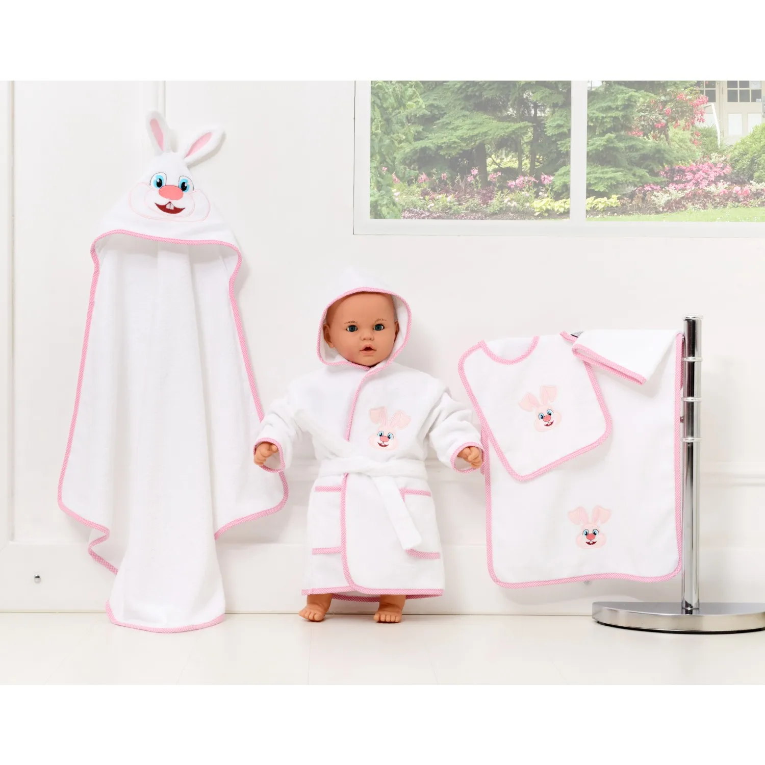 Baby Bath Towel Set 5pcs toallas de baño White doudou bebe Newborn Cartoon Towels With Hood полотенце полотенце детское