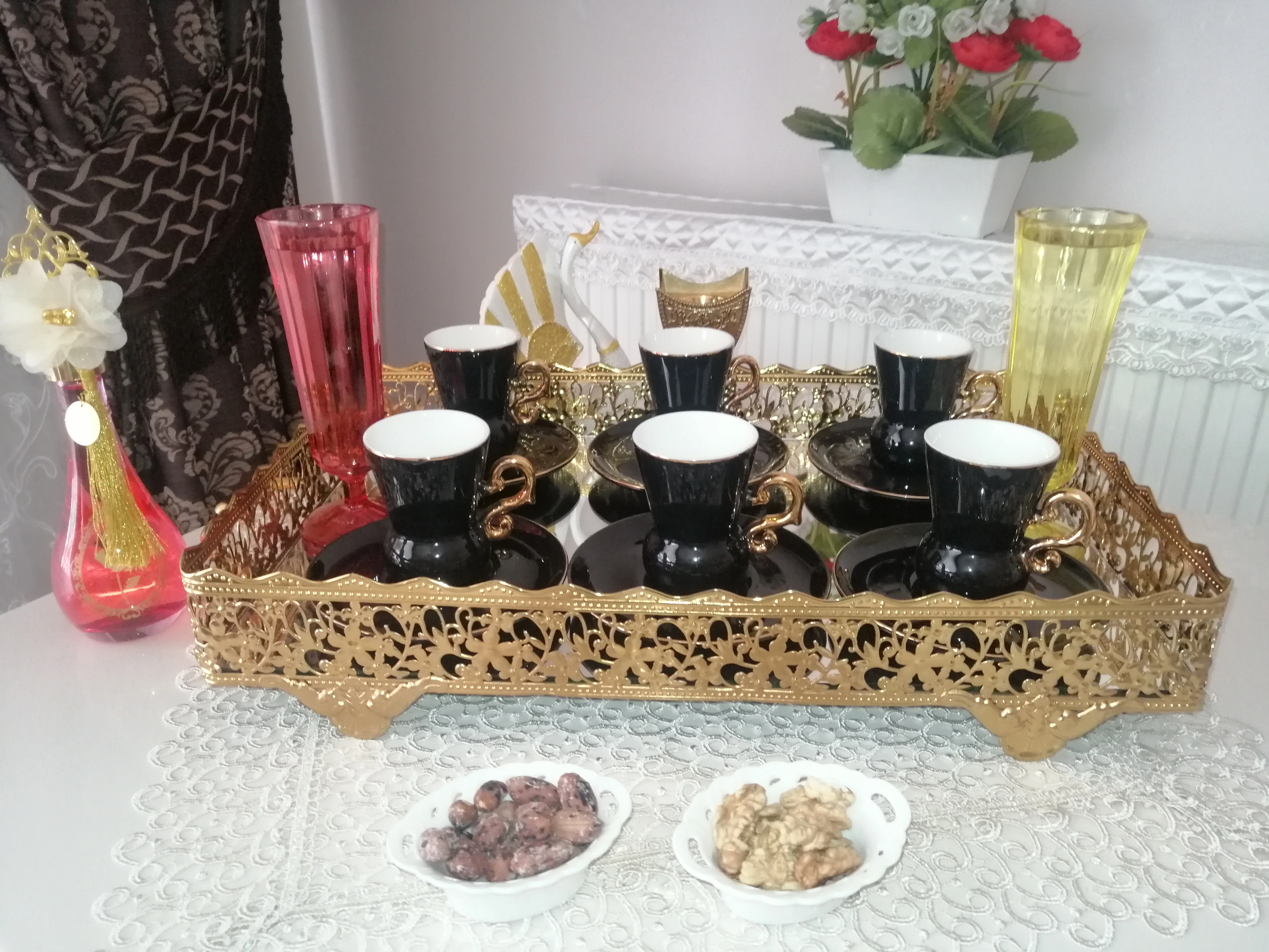 

12 Pcs Turkish Espresso Coffee Set Premium Quality Ceramics Modern Design Breakfast Milk Mug Office Birthday Gift Tea 6 Persons