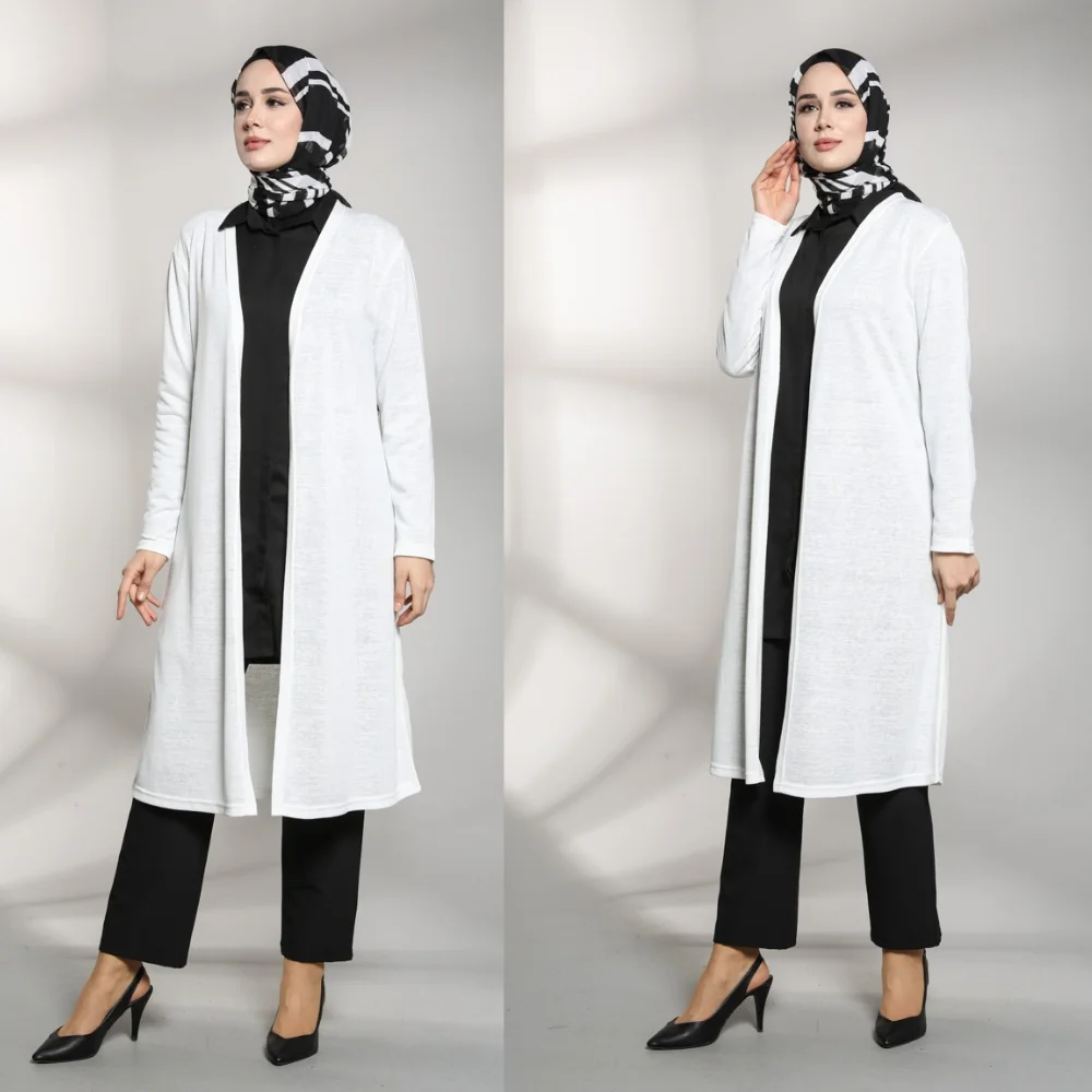 Women Long Cardigan Vest Coat Muslim Hijab Clothing New Season Ramadan Dubai Fashion Arabia Mecca Islam 100% Made in Turkey