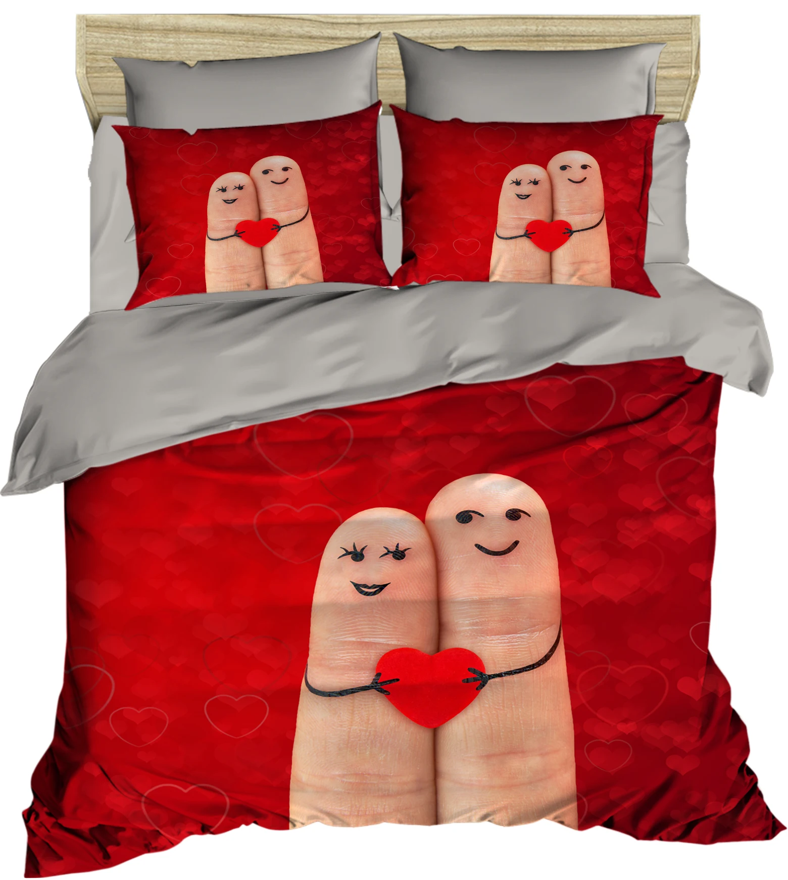 

100% Turkish Cotton Love Themed 3D Printed Duvet Cover Set, All Sizes, Made in Turkey