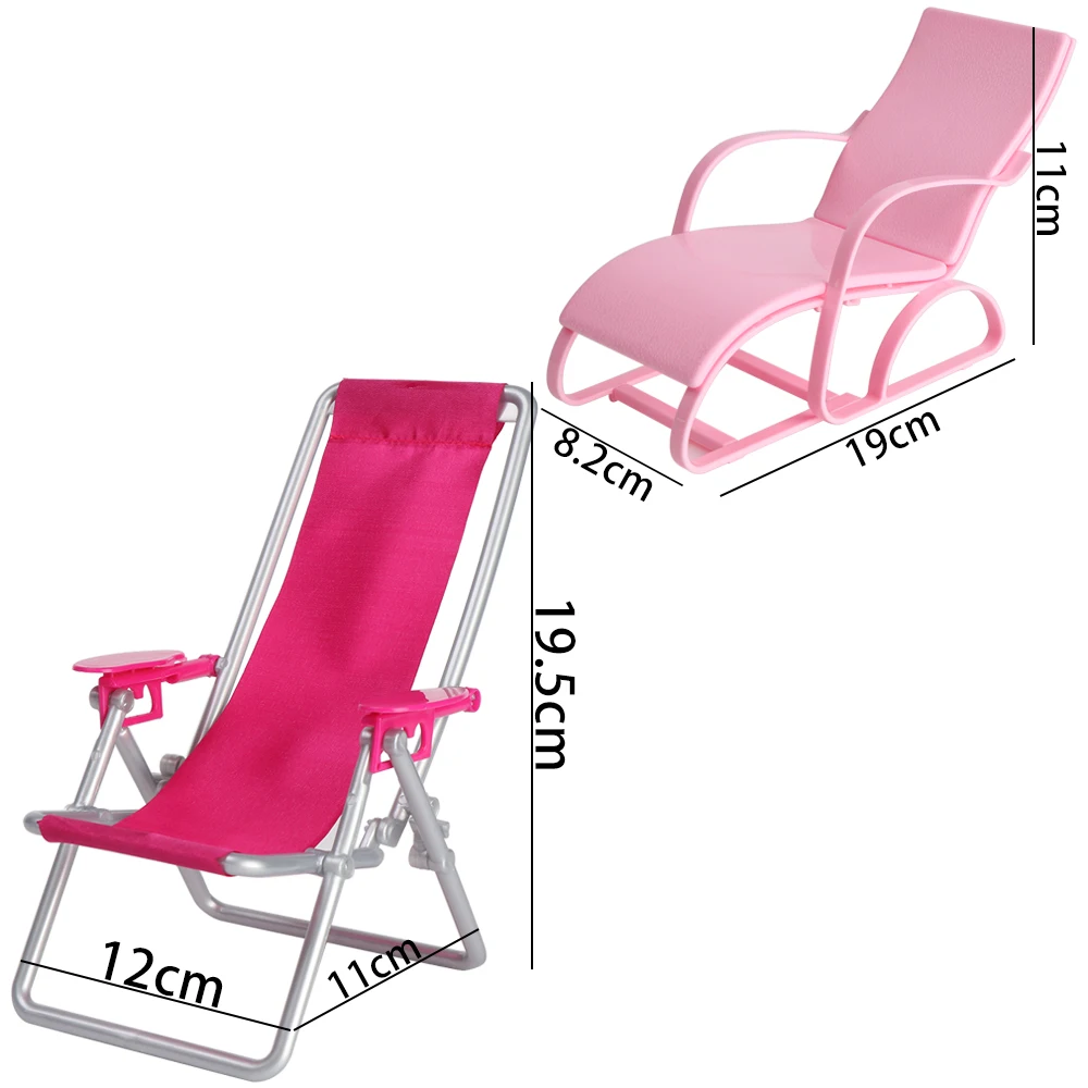 Mini Doll Beach Chair Foldable Deckchair 1:6 Scale Playing House Garden Bench Dollhouse Furniture Toy Accessories Gifts