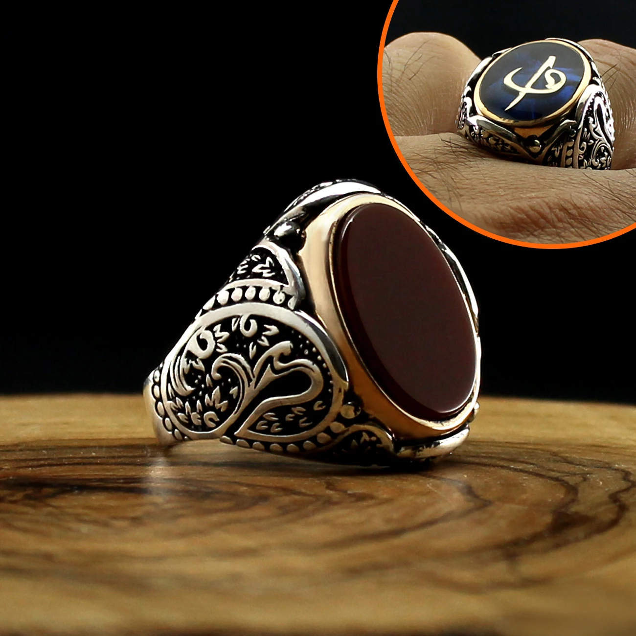 Реальные 925 стерлингового серебра двухсторонний кольцо для мужчин из