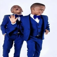 2022 happy royal blue kids children attire wedding blazer formal wear suit boy birthday party business suit 3pieces jacket pant
