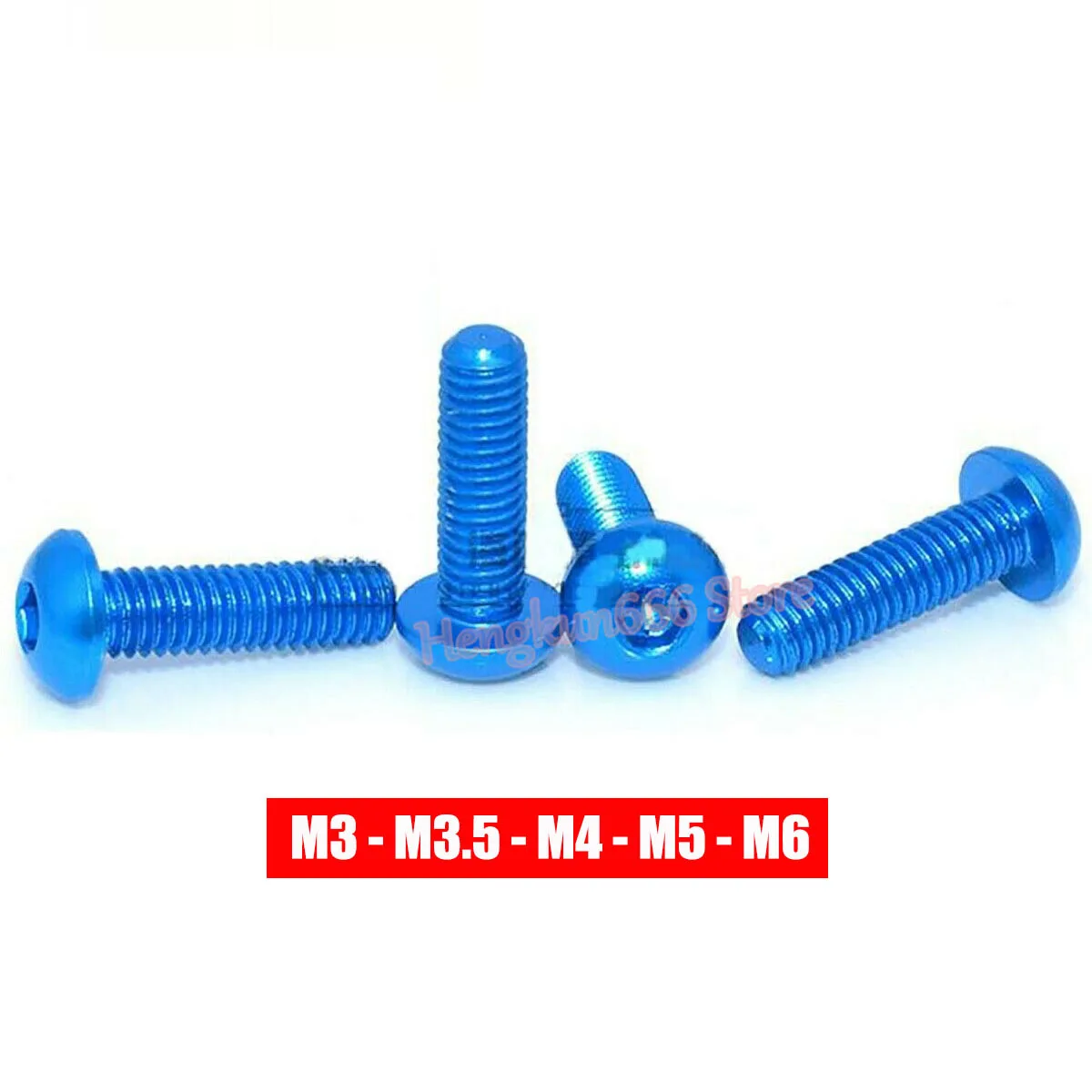 

M3 M3.5 M4 M5 M6 Aluminum Alloy Button Socket Cap Screws Sky Blue - Anodized Alu Round Head Allen Bolts Hex Drive Machine Screw