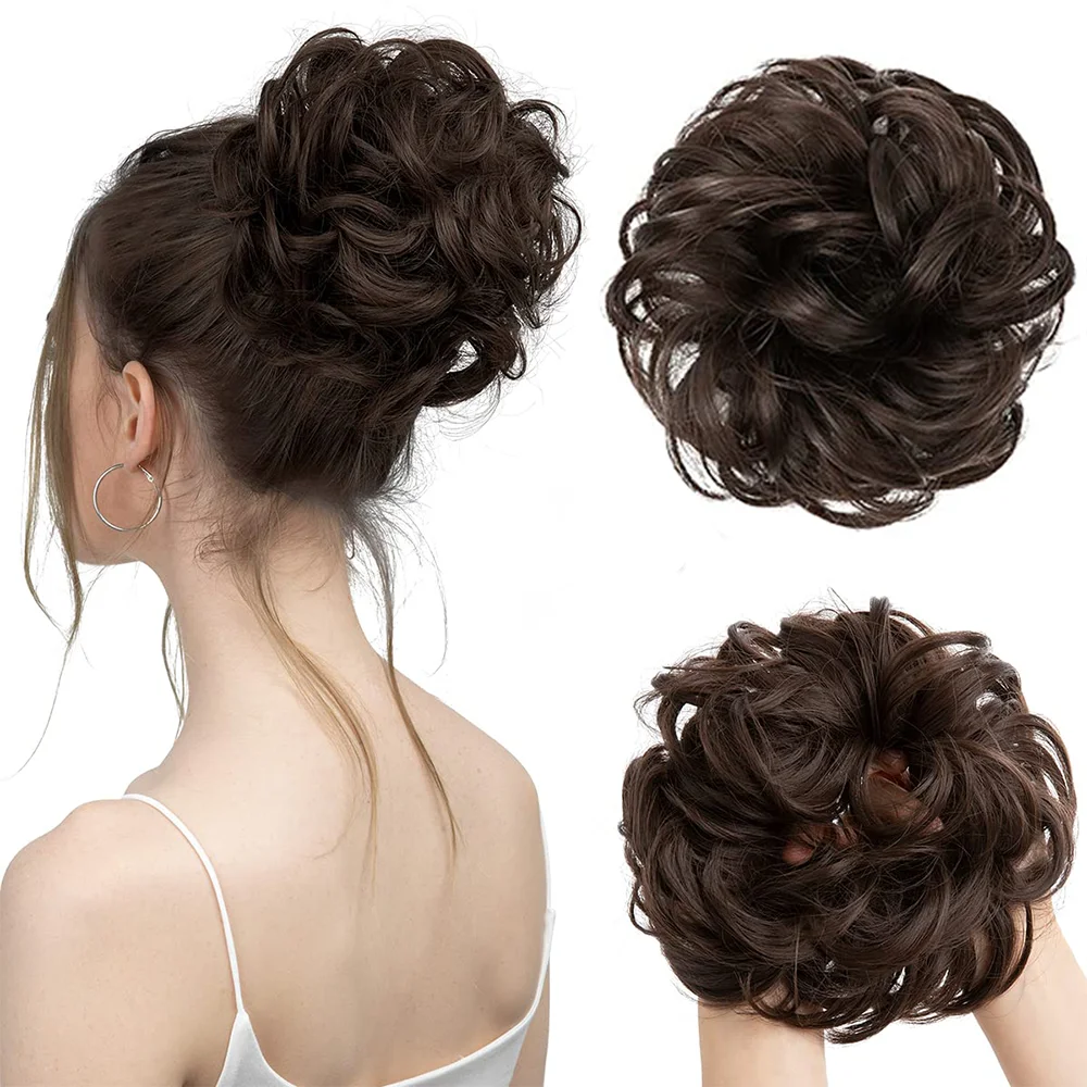 

Messy Bun Extensions Hair Bun Curly Elastic Hair Scrunchies Hairpieces Synthetic Chignon Donut Updo Hair Pieces for Women