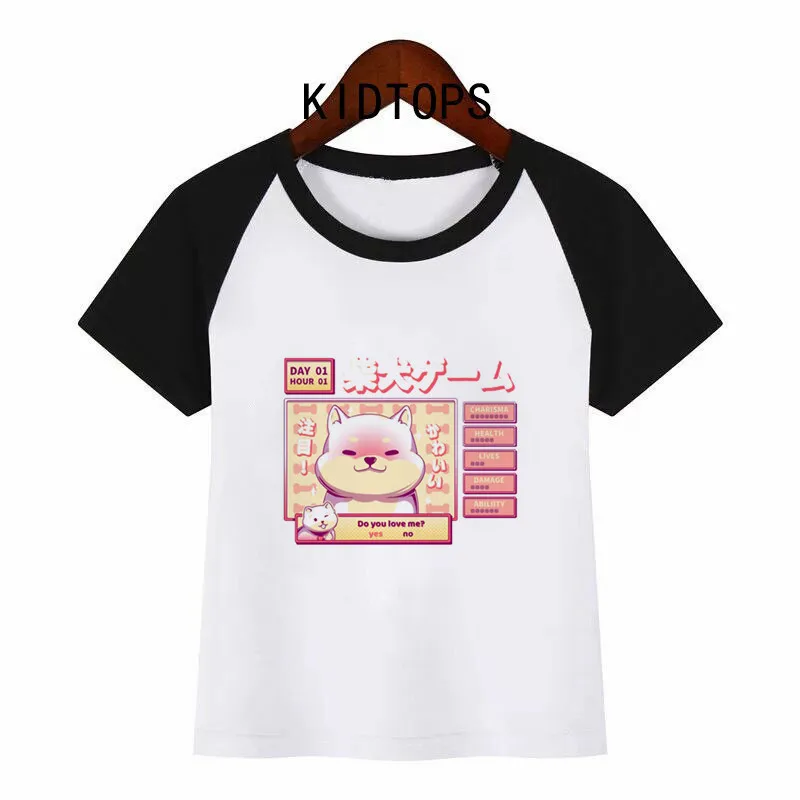 Новинка 2020 Детская футболка милый топ с принтом Сиба-ину-доге в стиле Харадзюку