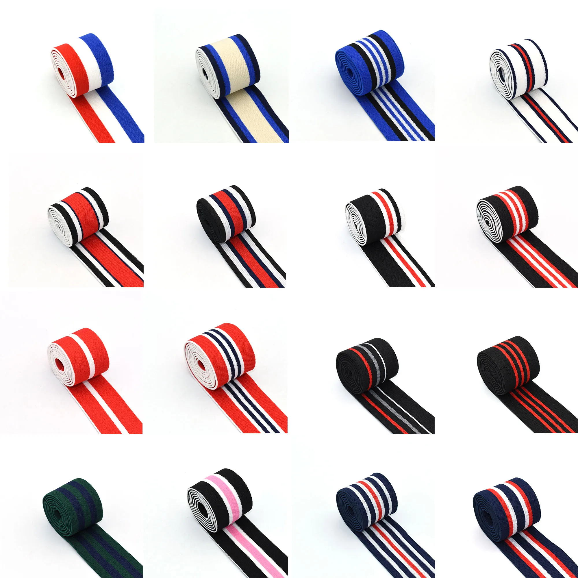 

1.5" Striped Elastic Band Waistband Stylish Belt Elastic webbing Sewing Elastic Ribbon Colored Elastic Trim for garment 2 Yards