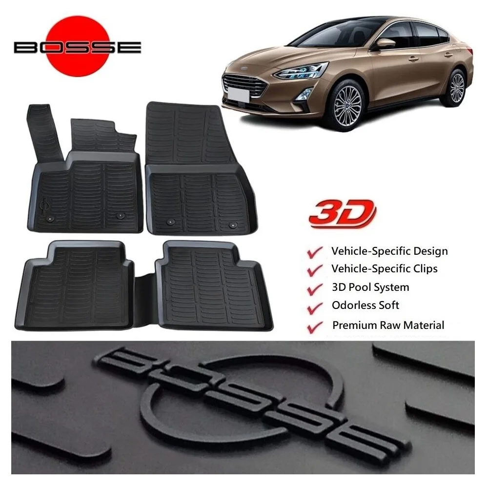 

3D Pool Car Mats for Ford Focus 5 Sedan 2018 2023 Auto Interior Carpet Protector Accessories Rubber Luxury Floor Non Slip
