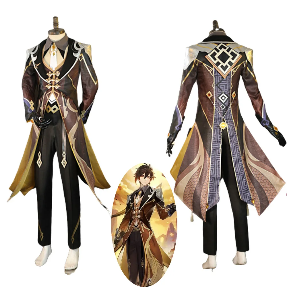 

Genshin Impact Zhong Li Costume Cosplay Suit Shoes Wig Outfit