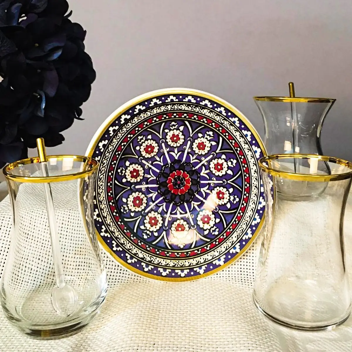 

Decostyle 12 Pieces Turkish Style Tea Set, Design Printed Suit