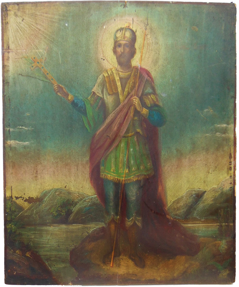John the Warrior. Wood gesso temperature. Size 39x45 cm. The Russian Empire, Central, Mast