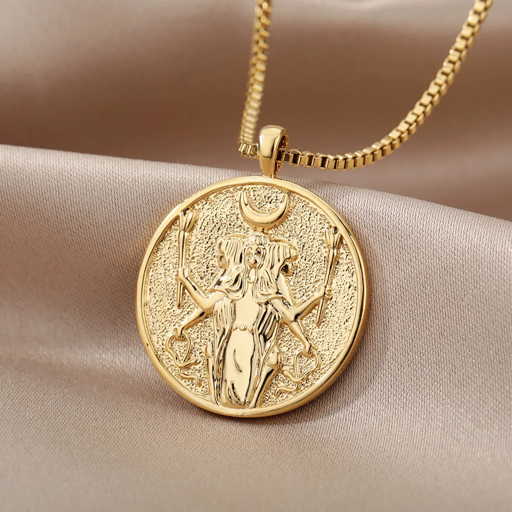 Греческая мифология Vintage Hecate ожерелье богини для женщин из нержавеющей стали