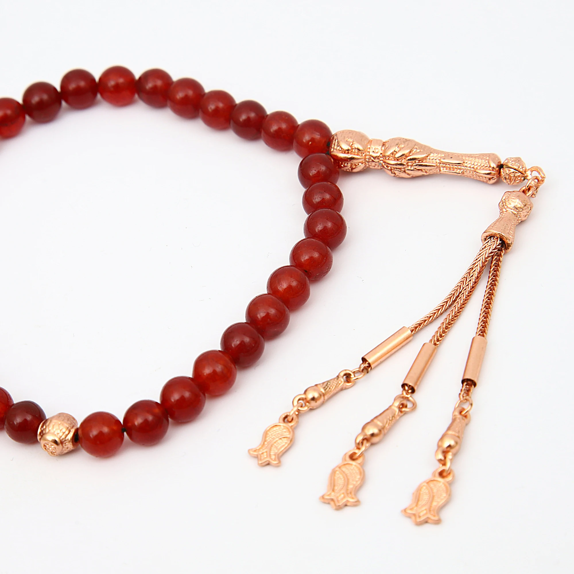 Красно Коралловый тасбих KT0011 | Красные коралловые четки|Бусины|