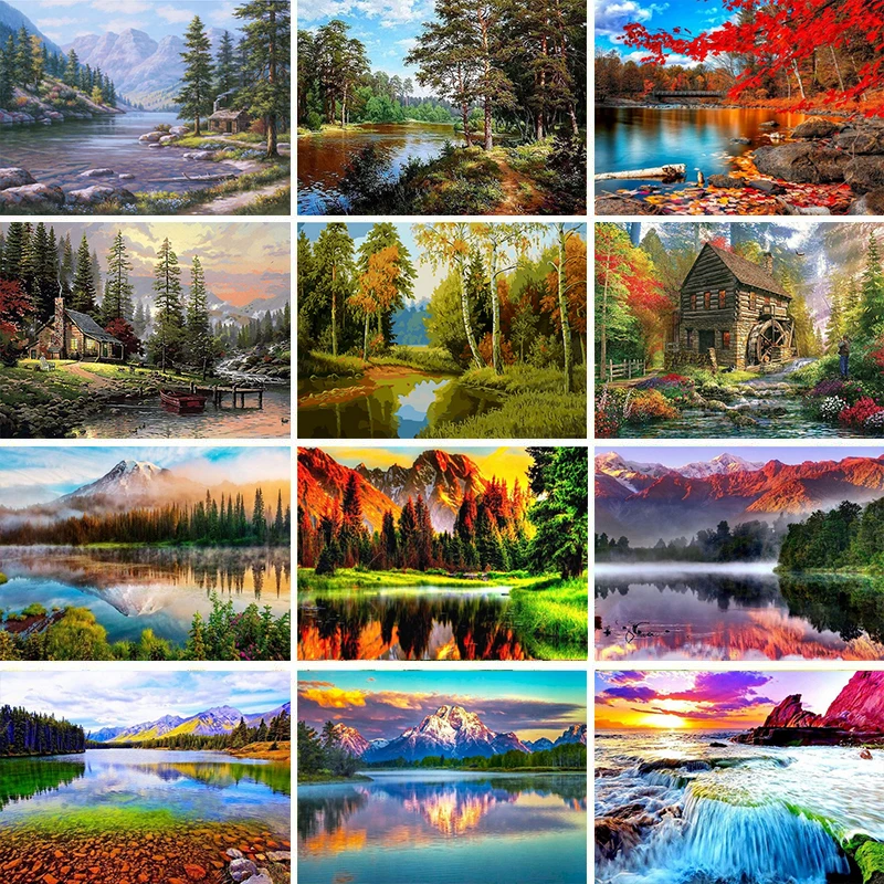 

Landscape Painting By Numbers Sets Oil malowanie po numerach Home Decor DIY Drawing On Cancas Hand Painted By Number