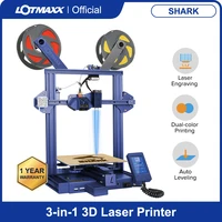lotmaxx shark 3d printer with laser engraving bi color printing auto leveling 3 in1 95 preassembled metal 3d printer machine