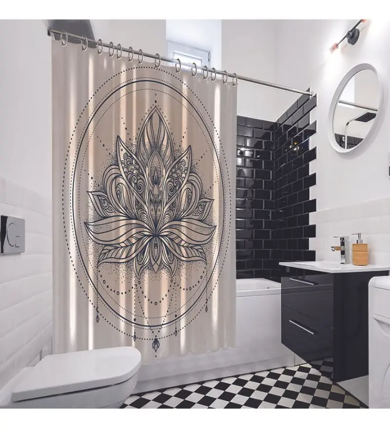 Занавеска для душа декоративный цветок лотоса этнический Мистик рисунок Пейсли