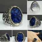 Мужское кольцо из серебра 925 пробы, турецкие ювелирные изделия ручной работы, синий сапфир, все размеры
