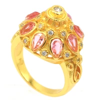 25x20mm ravishing 3d created pink kunzite citrine white cz women wedding jewelry 14k gold silver rings