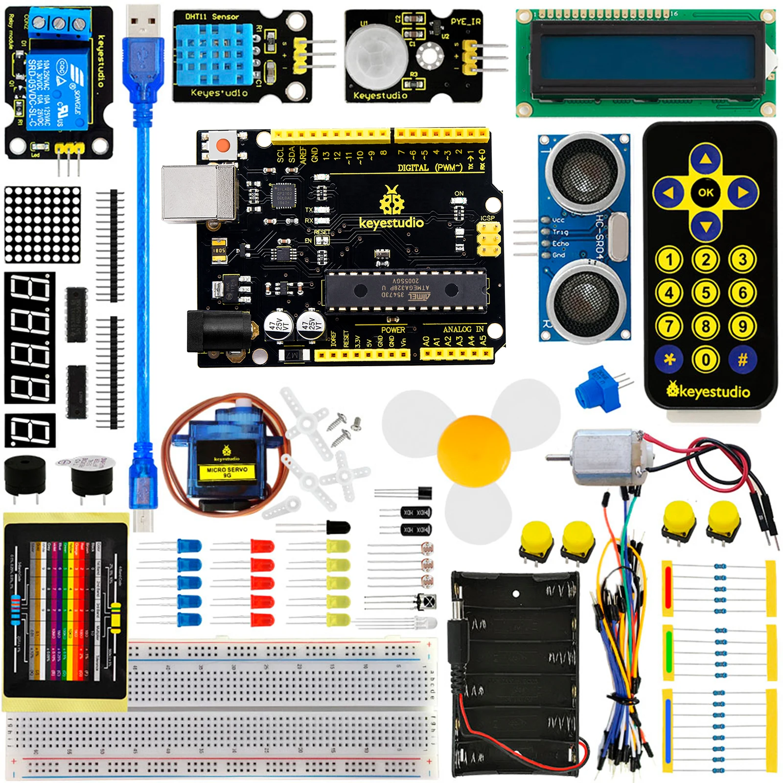 Базовый стартовый набор Keyestudio V2.0 Обучающий с платой V4.0 (серийный чип CP2102)