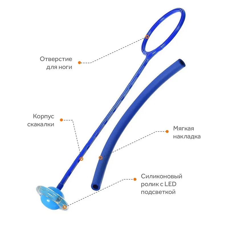 Нейроскакалка Star accessories светящаяся скакалка на ногу с LED роликом синий |