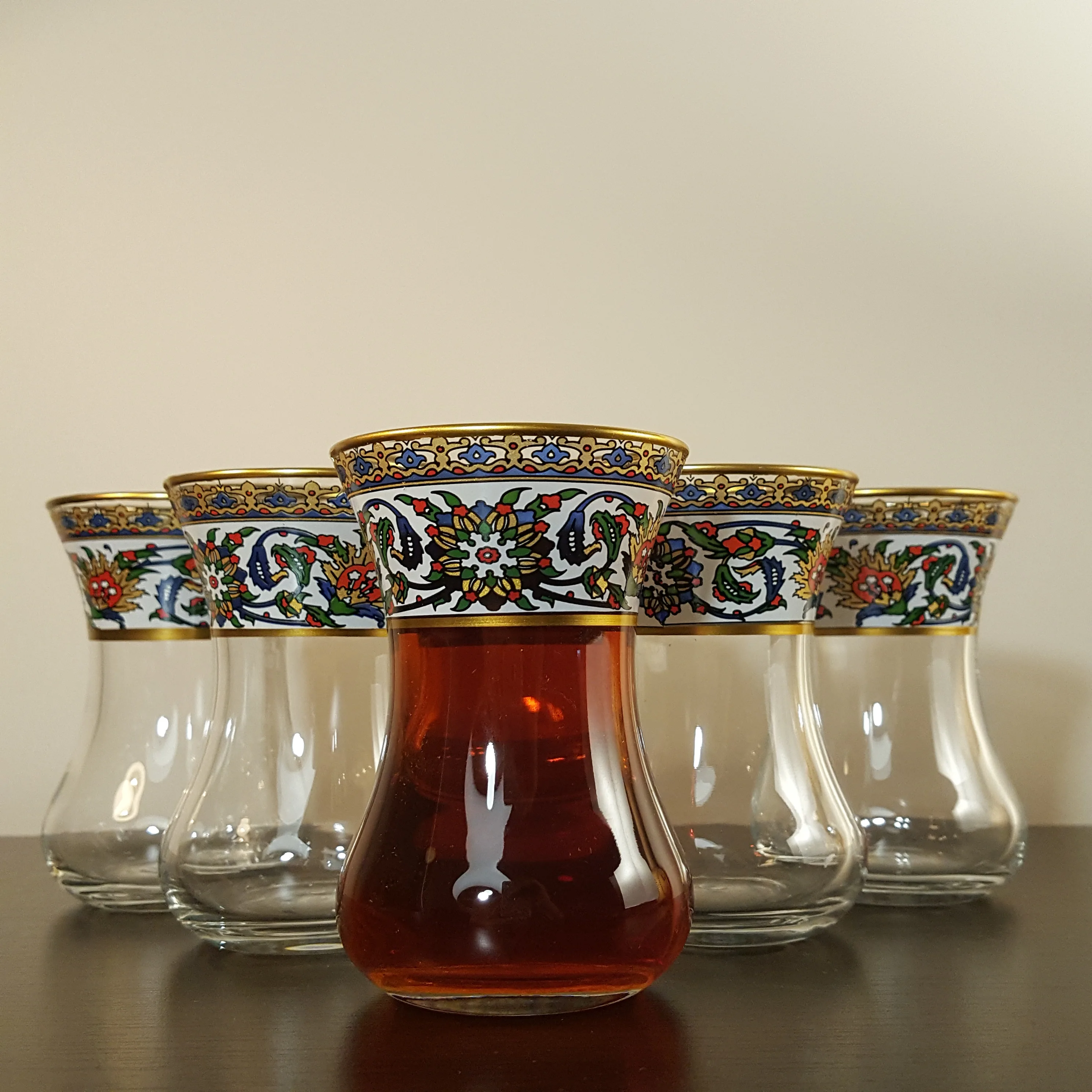 12 Pcs Turkish Tea Cups drinkware Tile Patterned Glass Arabic Gift Tea Ware Glass Spoon expresso coffee tea set tea mug