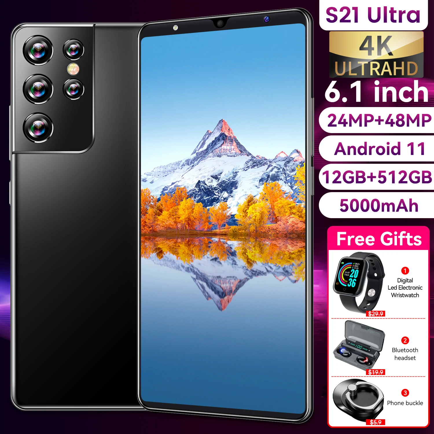 

Galay S21 Ultra Smartphone 5000mAh 4G 5G 16MP+32MP 6GB+128GB Smartphone Android Celulares Mobile Phones