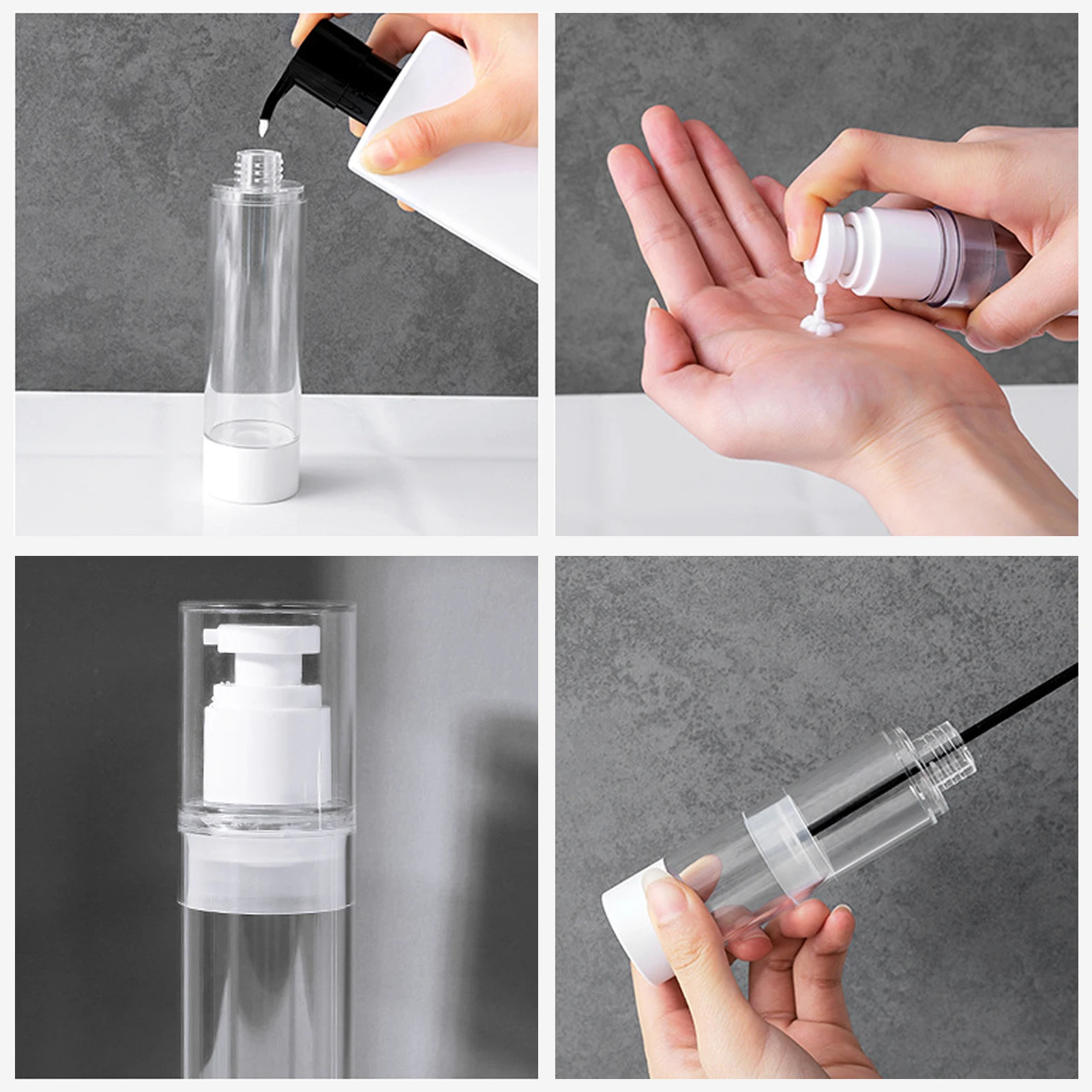

Refillable Bottles Travel Portable Empty Bottle 30/50/100ml Reusable Plastic Airless Bottle Non-toxic Cosmetic Shower Gel Bottle