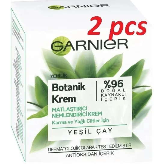 

2 штуки, 96% натуральное происхождение, Garnier, ботанический матирующий антиоксидантный увлажняющий крем, зеленый чай-2x50 мл