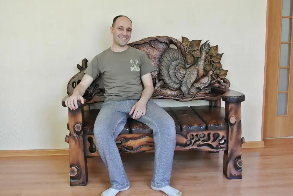 Bench with carved back BEAR cnc stl model vector files artcam 3d STL for CNC milling machine cutting relie | Мебель