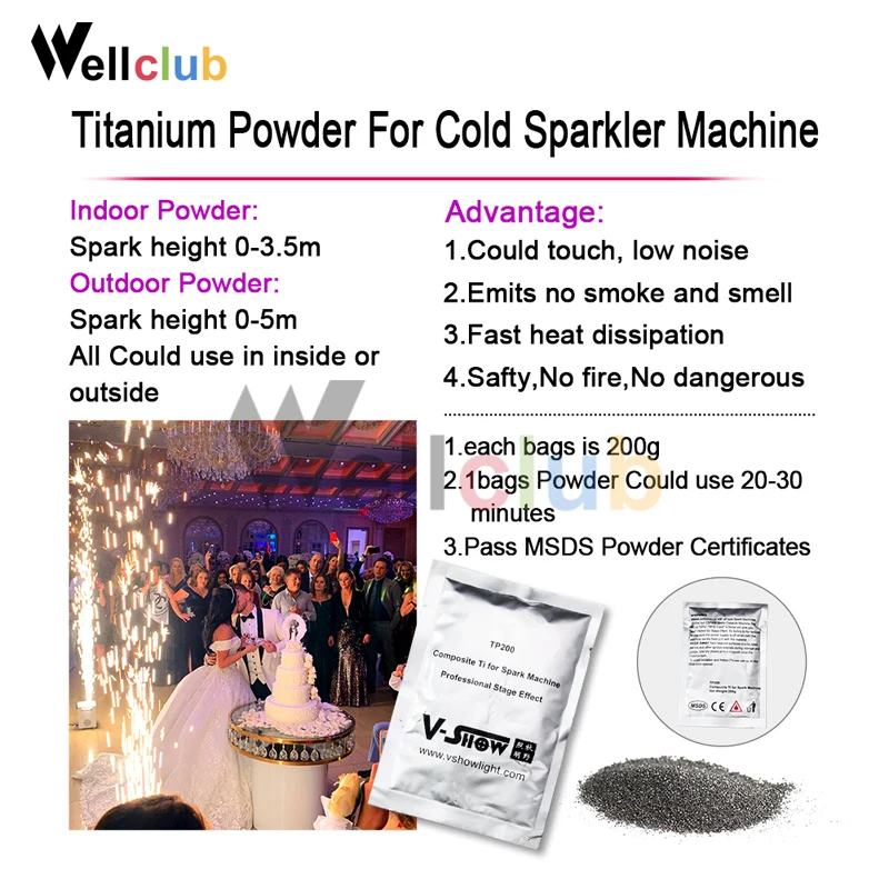 11 пакетов/лот ti порошок для Sparkler 1-5 м DMX Spark машина титановый сцены холодного