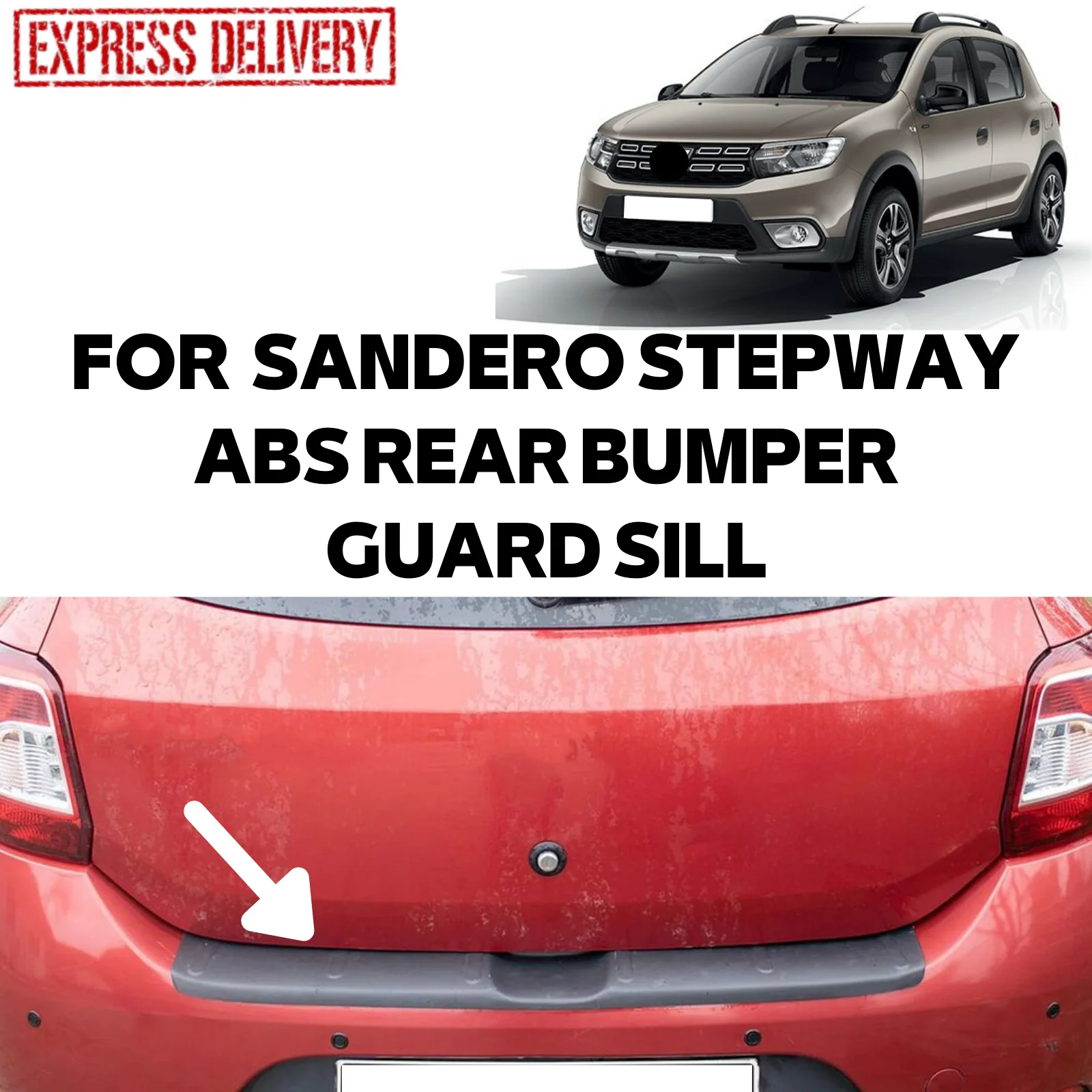 

FOR DACIA SANDERO 2 STEPWAY 2012-2021 GLOSSY BLACK ABS PLASTIC REAR BUMPER GUARD TRUNK THRESHOLD KORUYUCU ACCESSORY EQUIPMENT PARTS