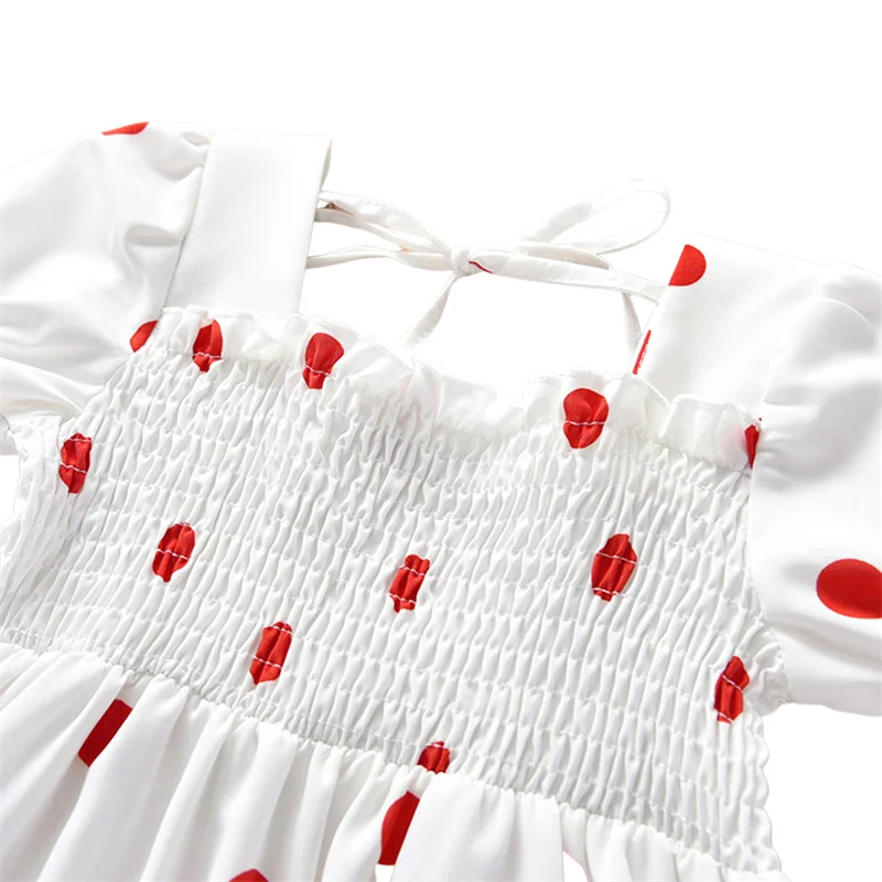 

Toddlers Outfit Suit Kids Girl Summer Fashion Clothes Short Sleeve Polka Dot Dress Ruffle Dress 2-7 Years Children Baby Girls
