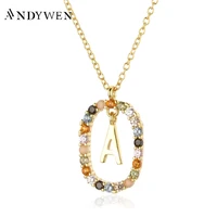 andywen 925 sterling silver gold letters a z initial m s c k alphabet pendente long chain necklace say my name fine jewelry