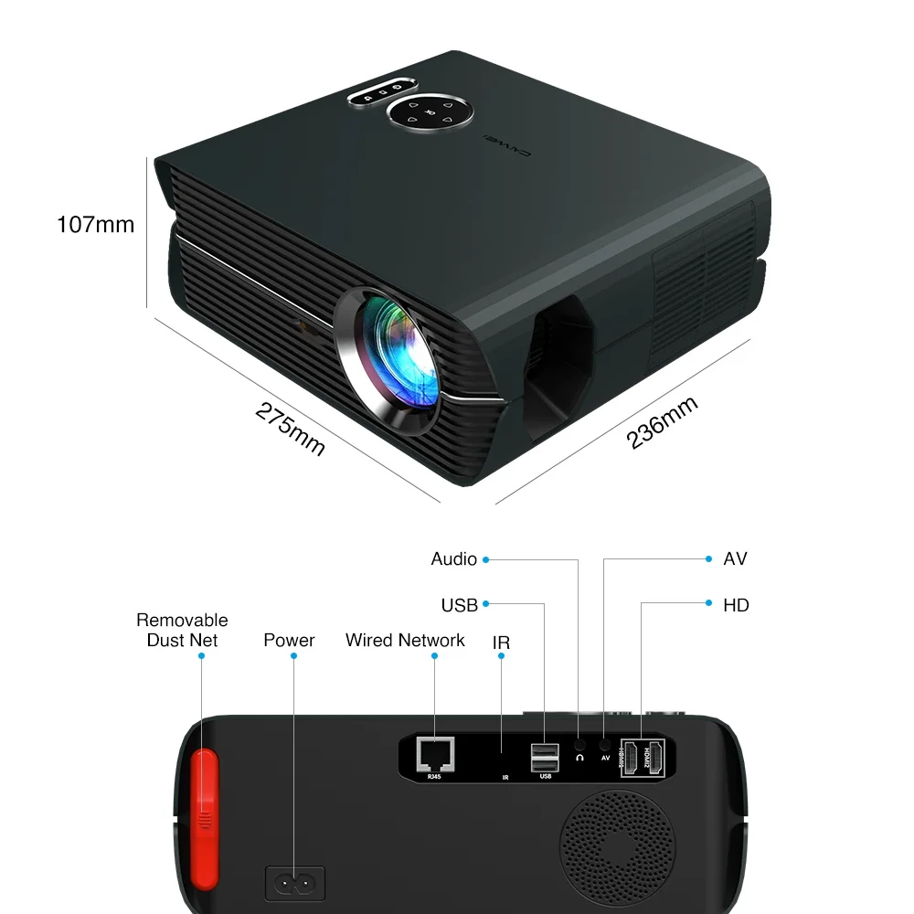 Видео проектор 4K Система домашнего кинотеатра Wifi Usb Android 9 0 Bluetooth Full HD 6500 люмен 1080P