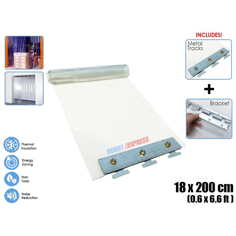 

Arrowzoom 0.6 x 6.6 ft (18 cm x 200 cm) PVC Strip Plastic Curtain Warehouse Freezer Door Thermal Insulation 1 mm Thick KK1173