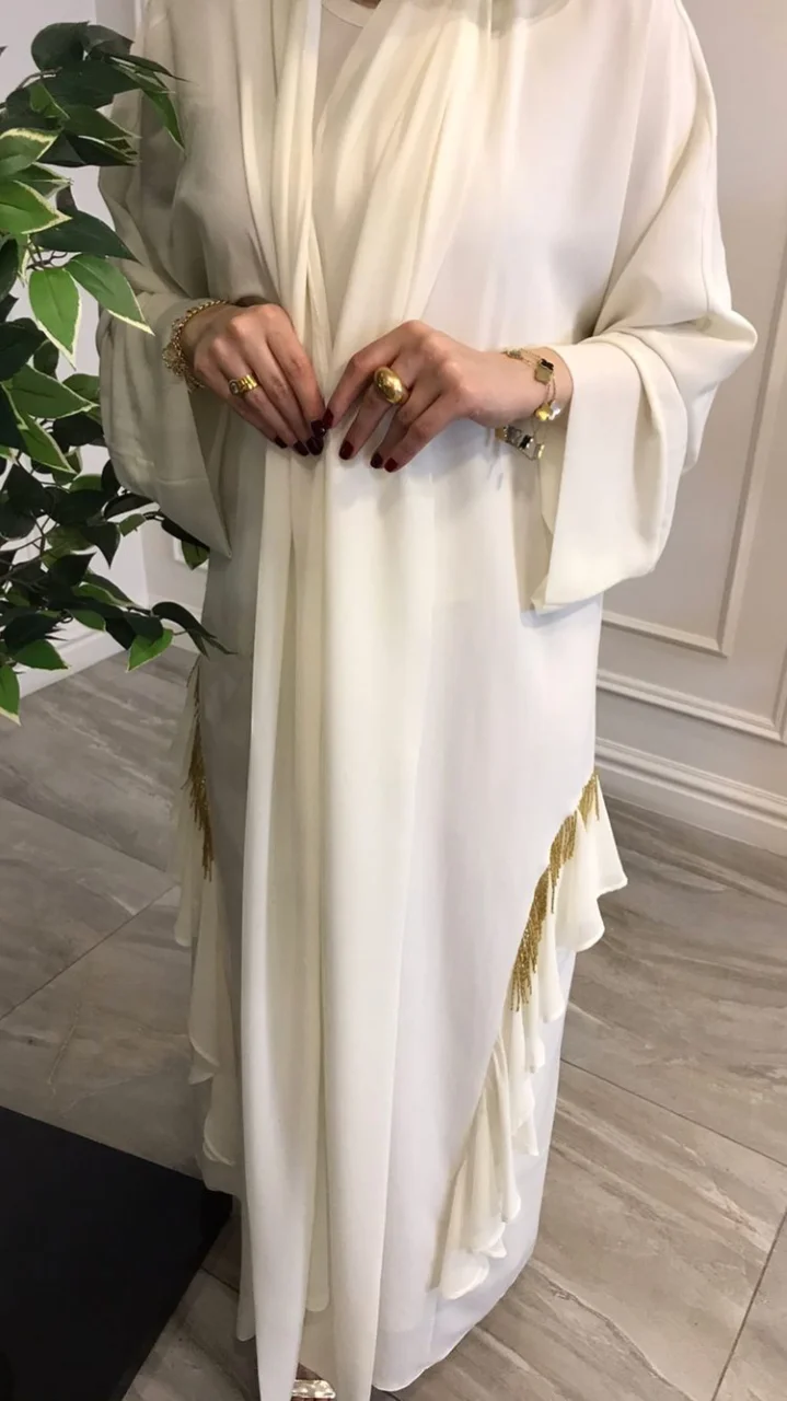 

2021-2022 WOMEN MUSLIM OUTDOOR WEAR ABAYA WRAP KIT SPECIAL DESIGN FIRFIR AND GOLD COLOR İP FUTHER İPEĞİ in DUBAI ABAYA