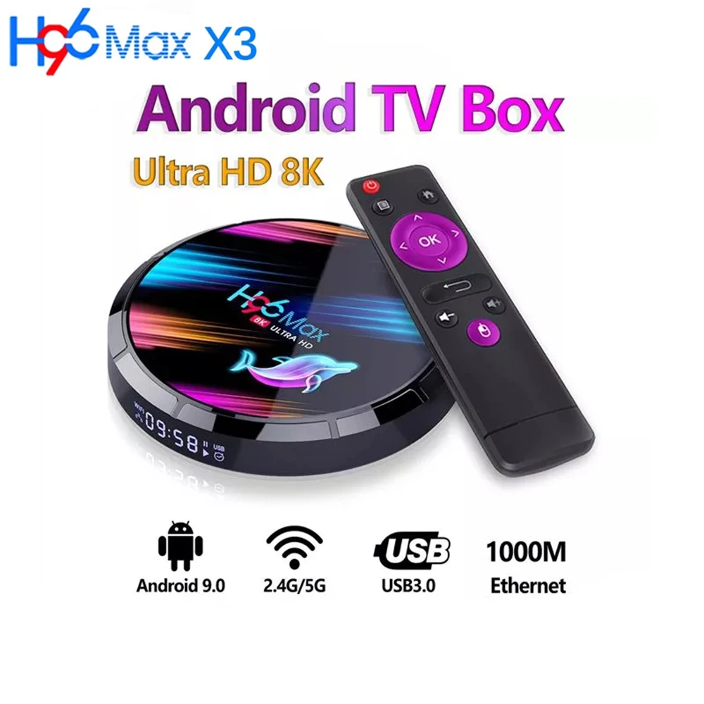 

Android 9.0 TV Box H96 MAX X3 4GB 128GB 64GB 32GB Amlogic S905X3 Support 5G Wifi 1080p 4K 60fps Google Player Youtube 8K H96MAX