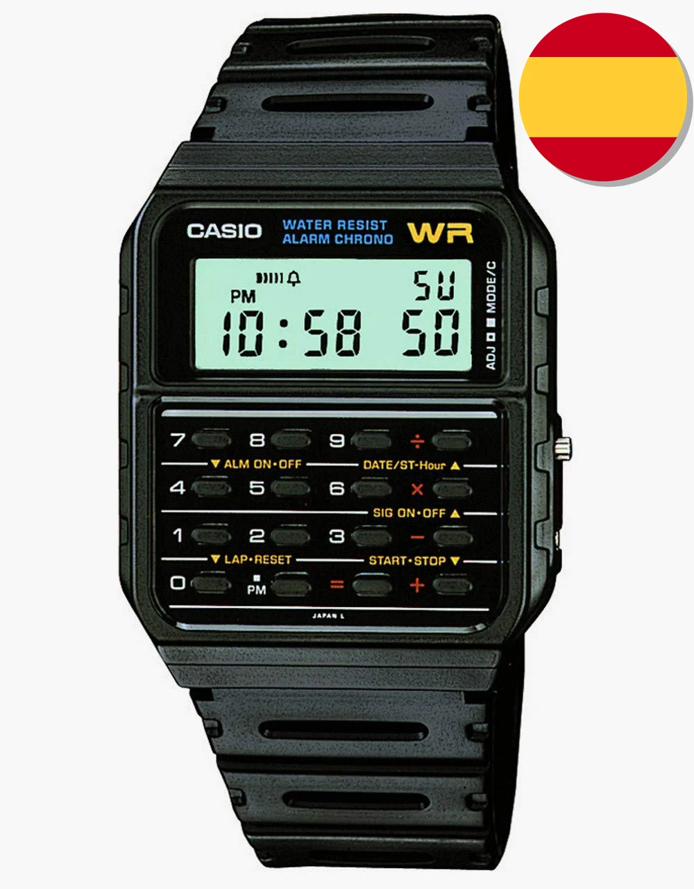Часы CASIO Мужские многофункциональные с калькулятором и резиновым ремешком CA