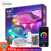 tuya rgb led strip lights with remote 12v luces led wifi flexible led tape 20m waterproof music sync led strip for home room