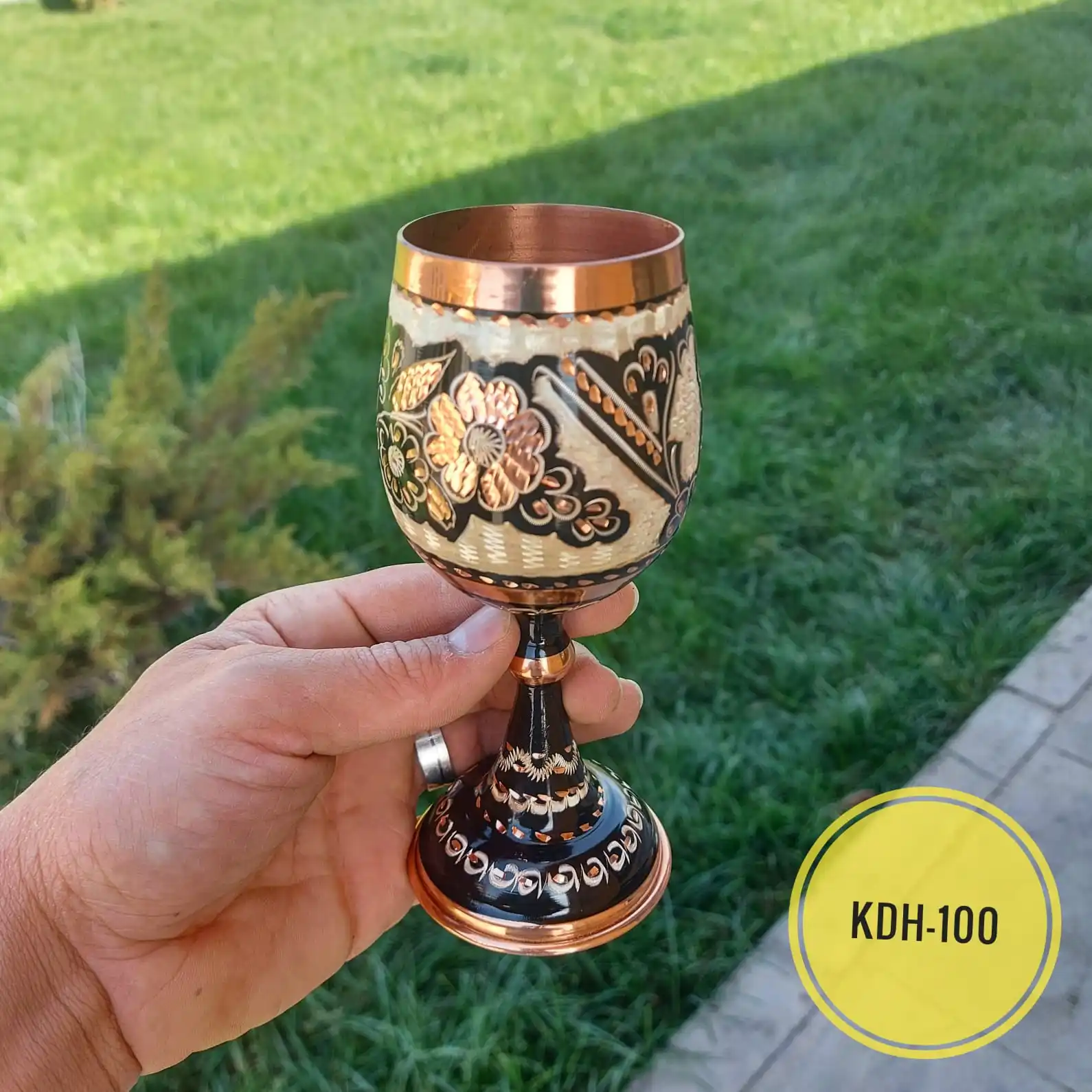 

Медный бокал ручной работы с английским и османским мотивом для вина и шампанского, особых случаев и торжеств