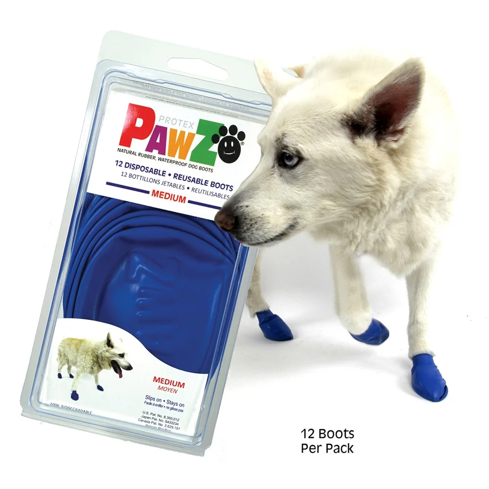 

Pawz Reusable 12 Per Pack Rubber Dog Boots Shoes Socks Durable Big Dogs 3 Colors Available (Medium)