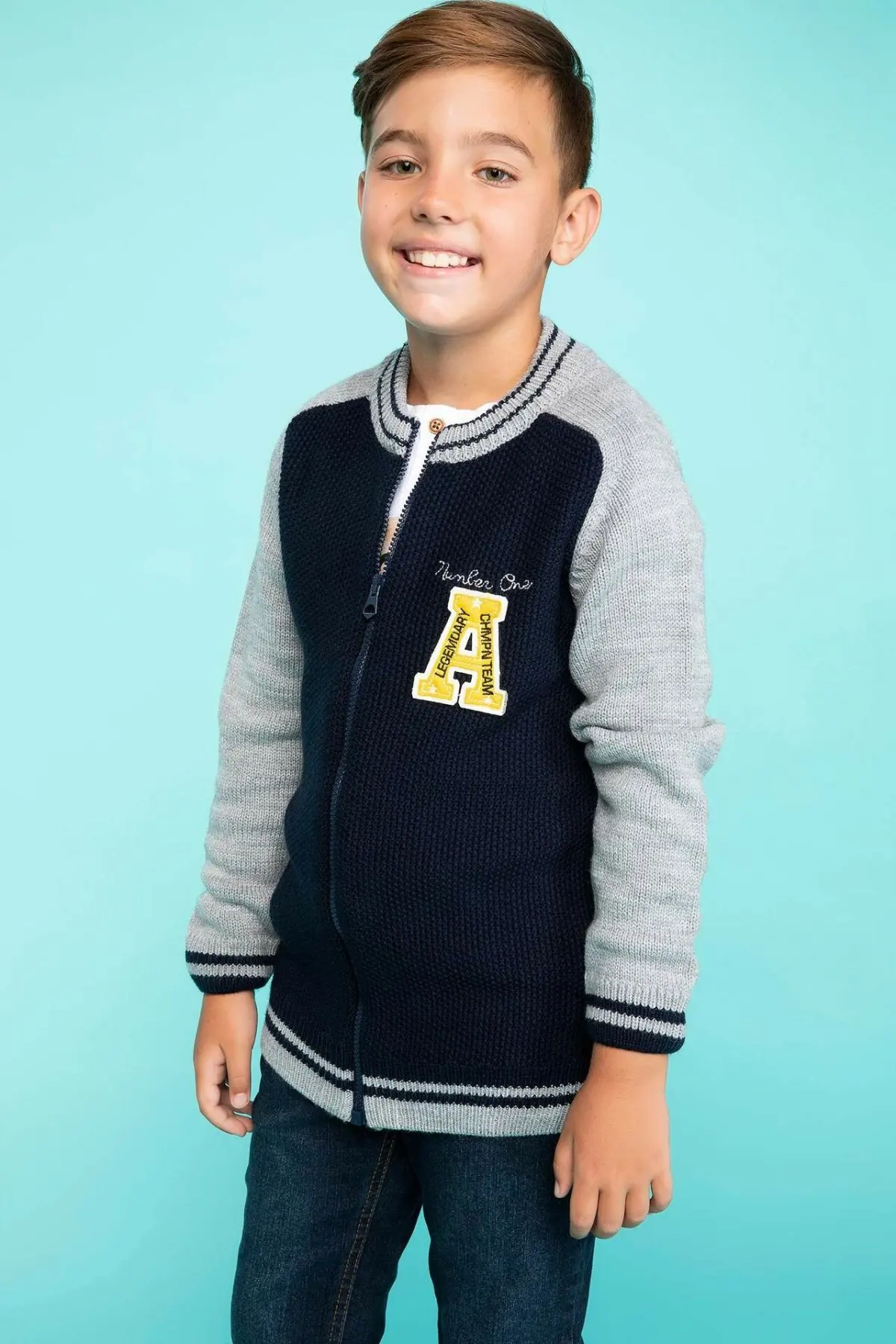 Фактический кардиган с круглым вырезом для мальчиков модные детские свободные