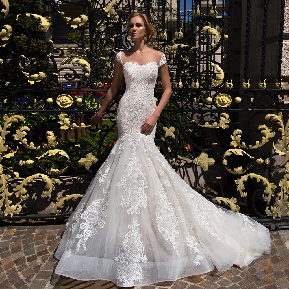 Новые модные свадебные платья русалки 2019 с открытыми плечами длиной до пола