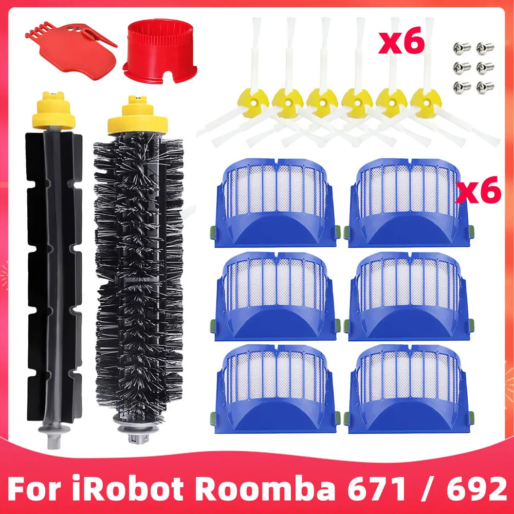 Replacement Parts For iRobot Roomba 671 / iRobot Roomba 692 Robot Vacuum Cleaner Accessories Main Brush Side Brush Hepa Filter